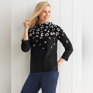 Talbots JACQUARD OMBRÉ TOP - LEOPARD PRINT